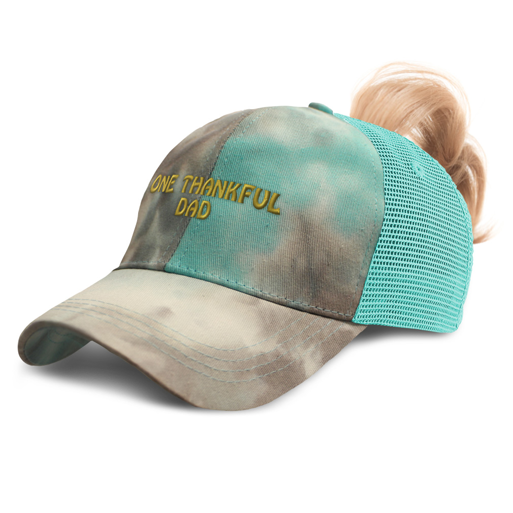 Womens Ponytail Cap 1 Thankful Dad Blessed Family E Dad Distressed Trucker Hats - Picture 19 of 24