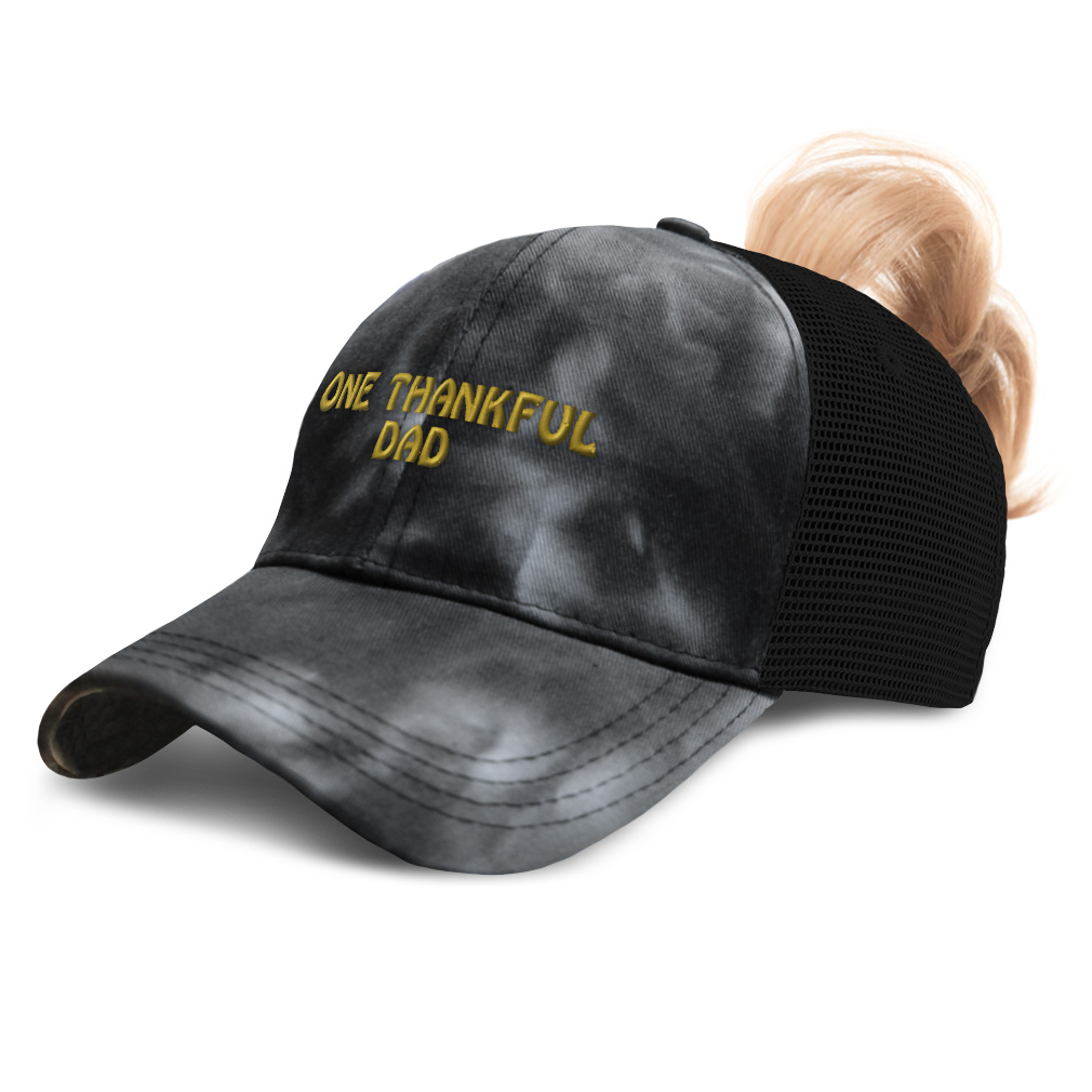 Womens Ponytail Cap 1 Thankful Dad Blessed Family E Dad Distressed Trucker Hats - Picture 21 of 24