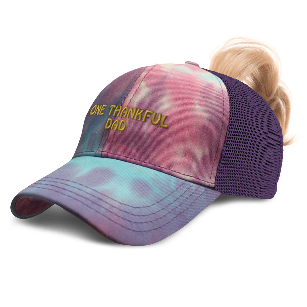 Womens Ponytail Cap 1 Thankful Dad Blessed Family E Dad Distressed Trucker Hats - Picture 23 of 24