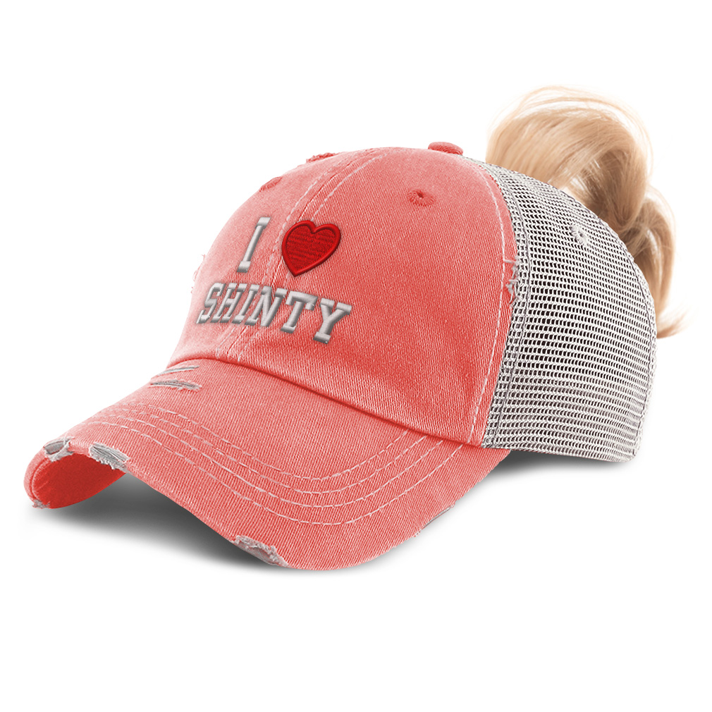 Womens Ponytail Cap I (Love) Shinty Red Heart Sports Lovers Shinty Cotton Lovers - Picture 9 of 24