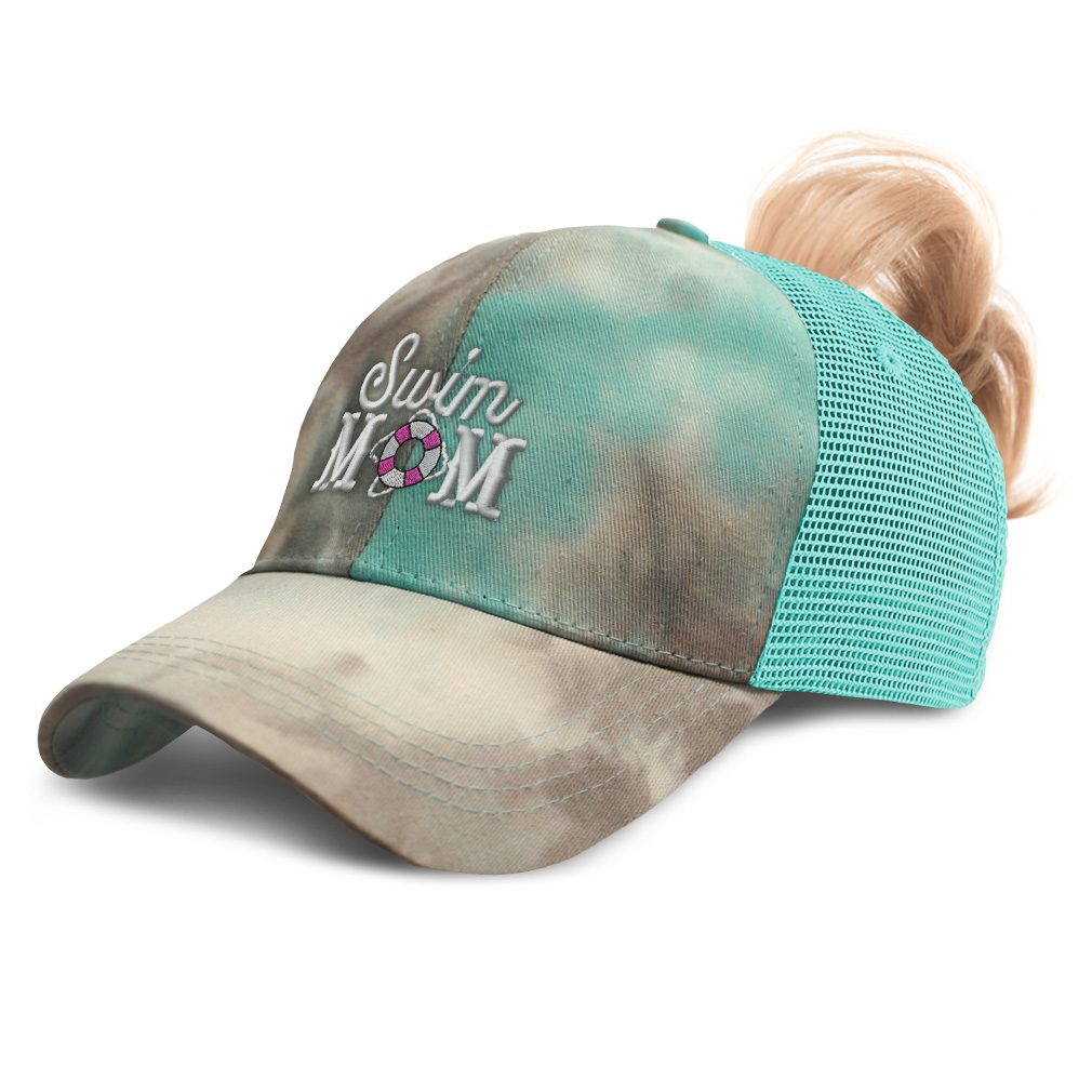 Womens Ponytail Cap Swim Mom Mom Mommy 