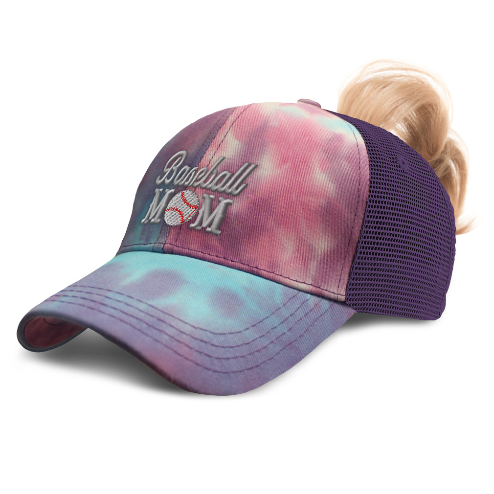 Womens Ponytail Cap Baseball Mom Style D Mommy Activity Distressed Trucker Hats - Picture 23 of 24