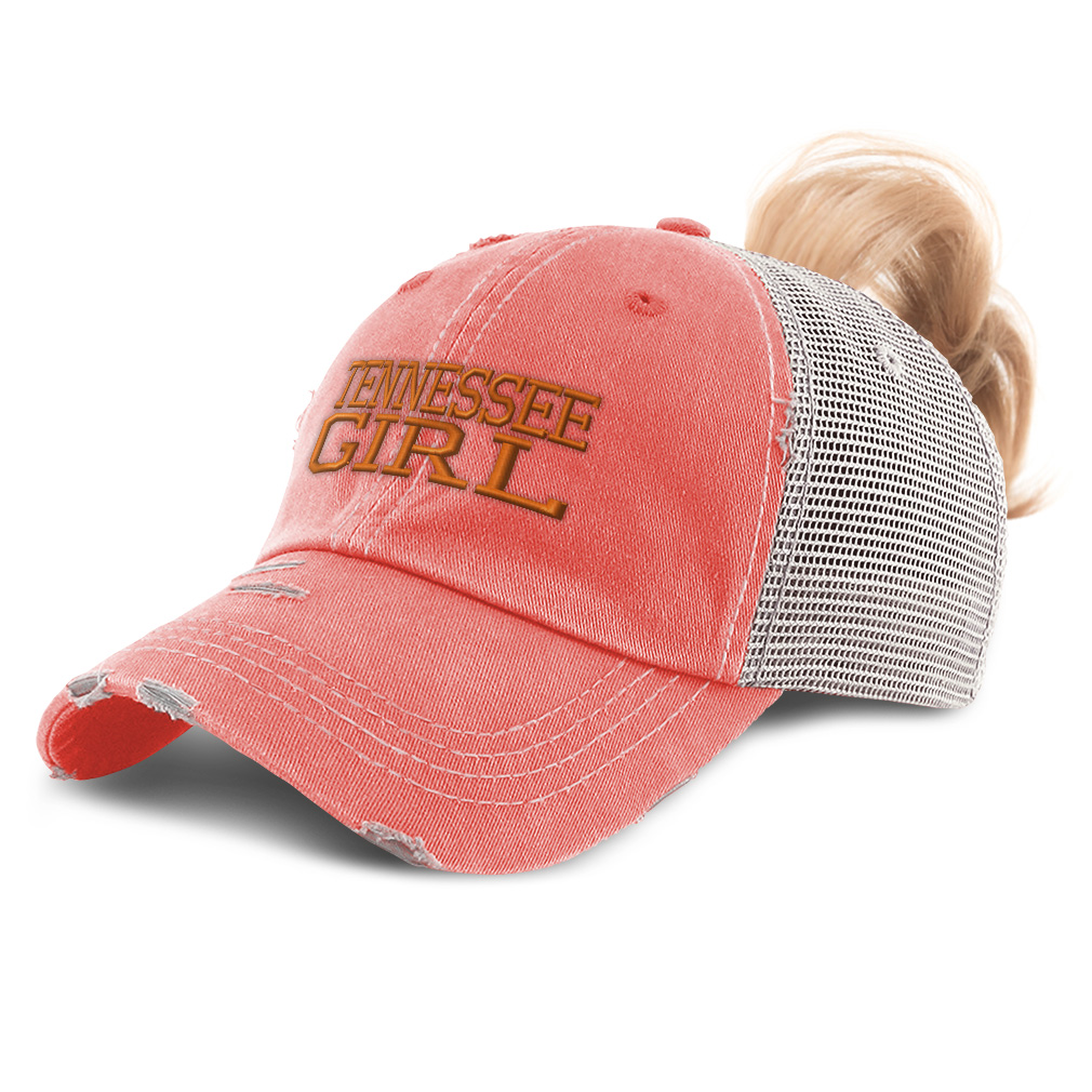 Embroidered Womens Ponytail Baseball Cap Tennessee Girl United States Girl