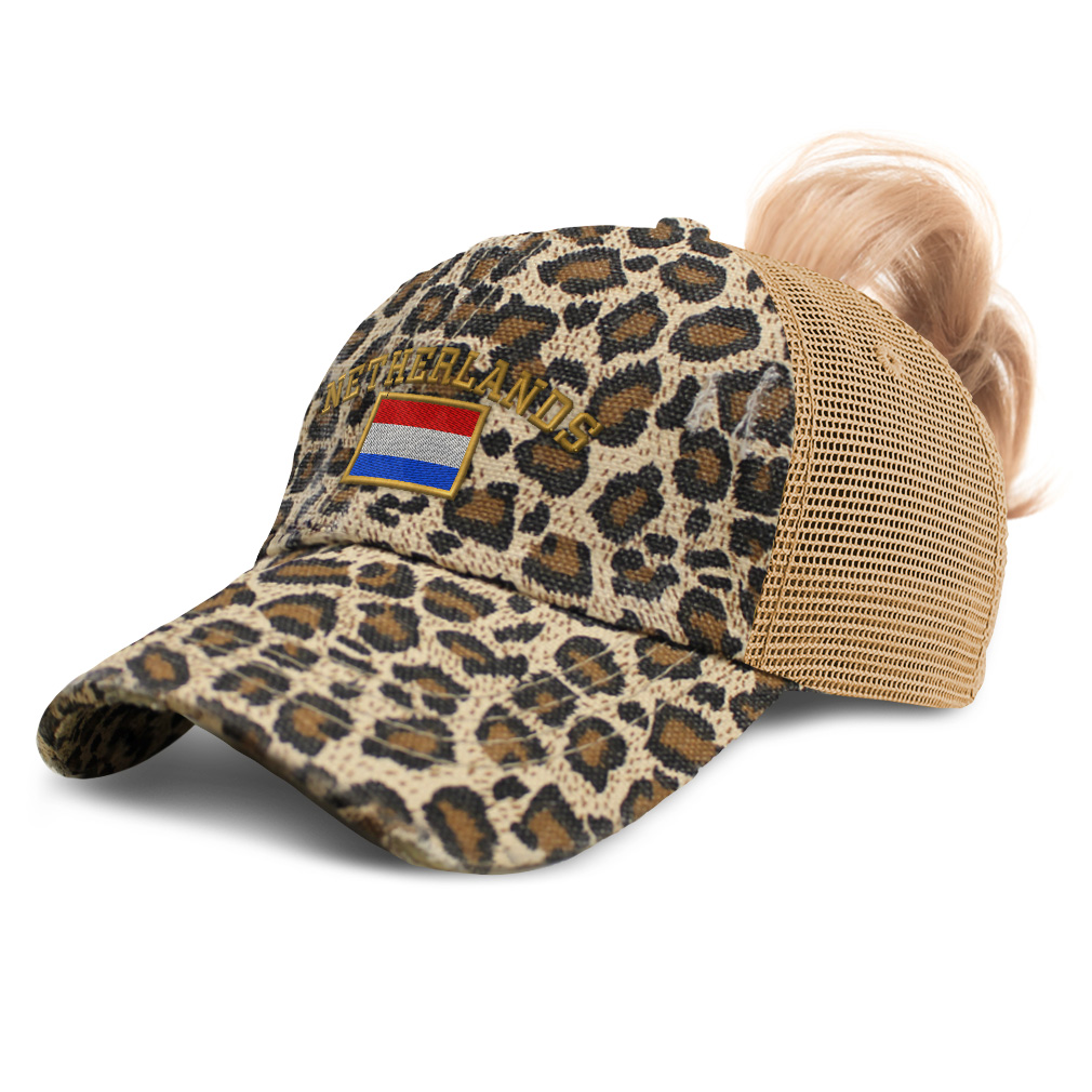 Womens Ponytail Baseball Cap Netherlands Flag Euro Cup Distressed ...